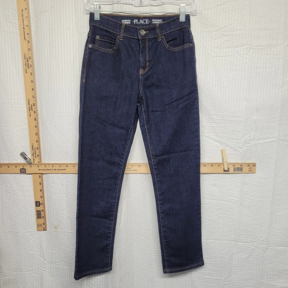 The Childrens Place Boys Straight Leg Stretch Jeans Dark Wash Size 10
